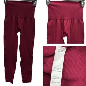Homma Burgundy Shape Wear Belly Control Leggings Nylon Spandex Blend Women Small